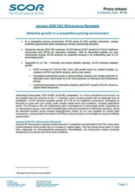 SCOR P&C January 2026 Renewals press release first page image