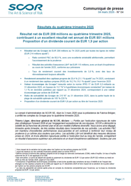 Image du communiqué de presse des résultats T4 2025 de SCOR