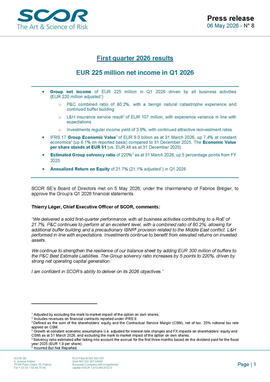 SCOR Q1 2026 results press release first page