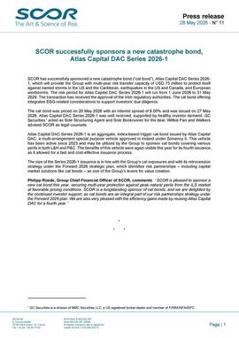 SCOR May 2026 New Cat Bond press release