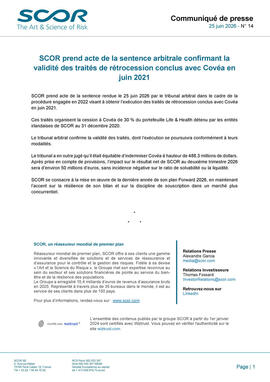 Communiqué de presse de SCOR de juin 2026 de sentence arbitrale Covea