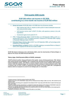 SCOR Press release October 2026 Q3 results